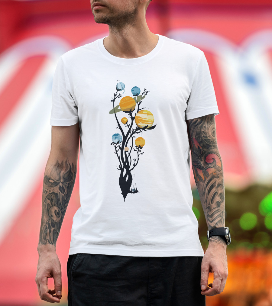 Gardening at Night Celestial Planetary Blooming Concept T-Shirt