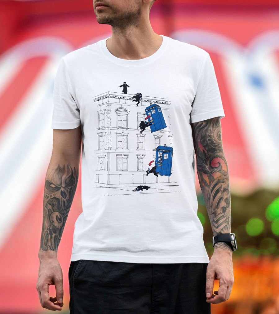 Doctor Who How He Survived TARDIS Escaping Assassins Building Scene T-Shirt