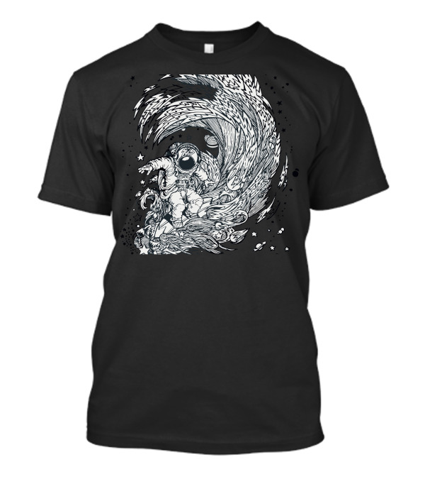 I Only Surf On Comets Astronaut Riding Cosmic Wave Among Stars And Planets T-Shirt
