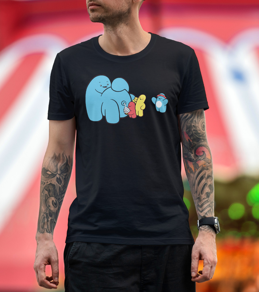 Ice Cream Mann Blue and Red Characters Happiness T-Shirt