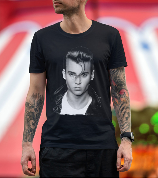 Premium T-Shirt: Johnny Depp Greaser Leather Jacket Vintage Look T-Shirt Johnny Depp Greaser Leather Jacket Vintage Look T-Shirt