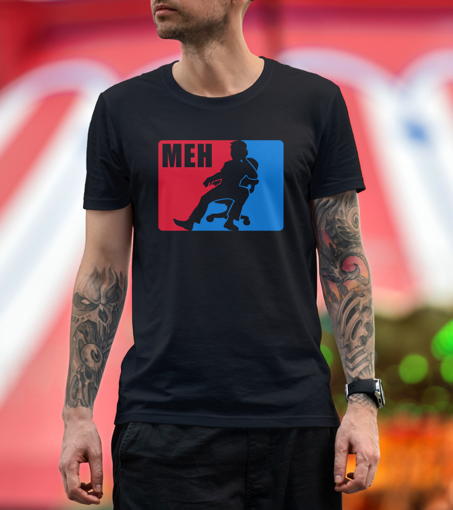 MEH Lazy Silhouette Parody Red Blue T-Shirt