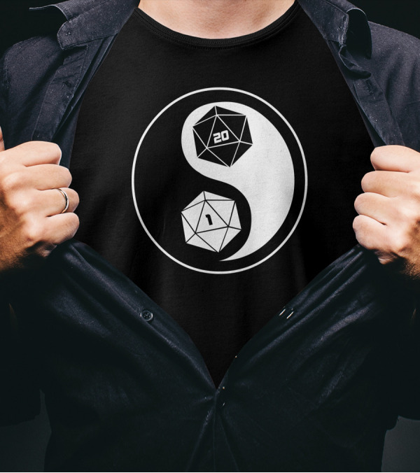 The Way Of The Dice Yin Yang D20 Roleplaying Dice 20 And 1 T-Shirt
