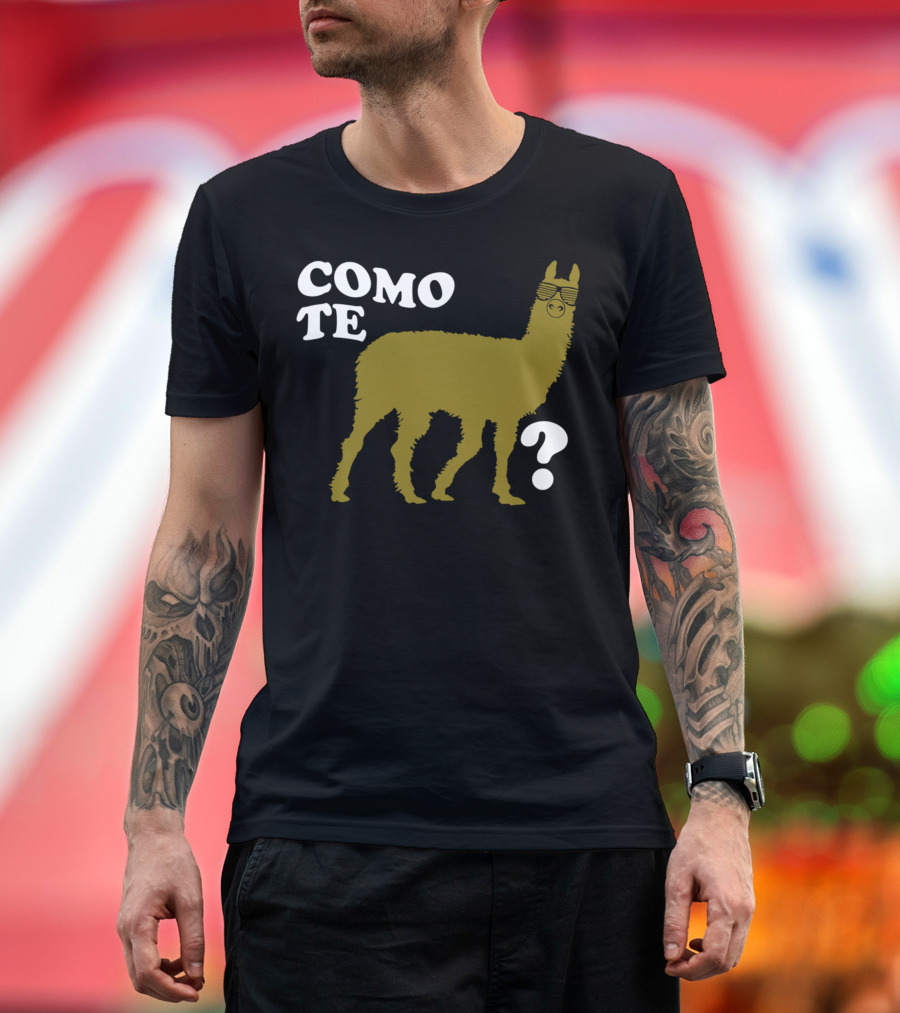 COMO TE LLAMA Sunglasses Llama with Question Mark T-Shirt