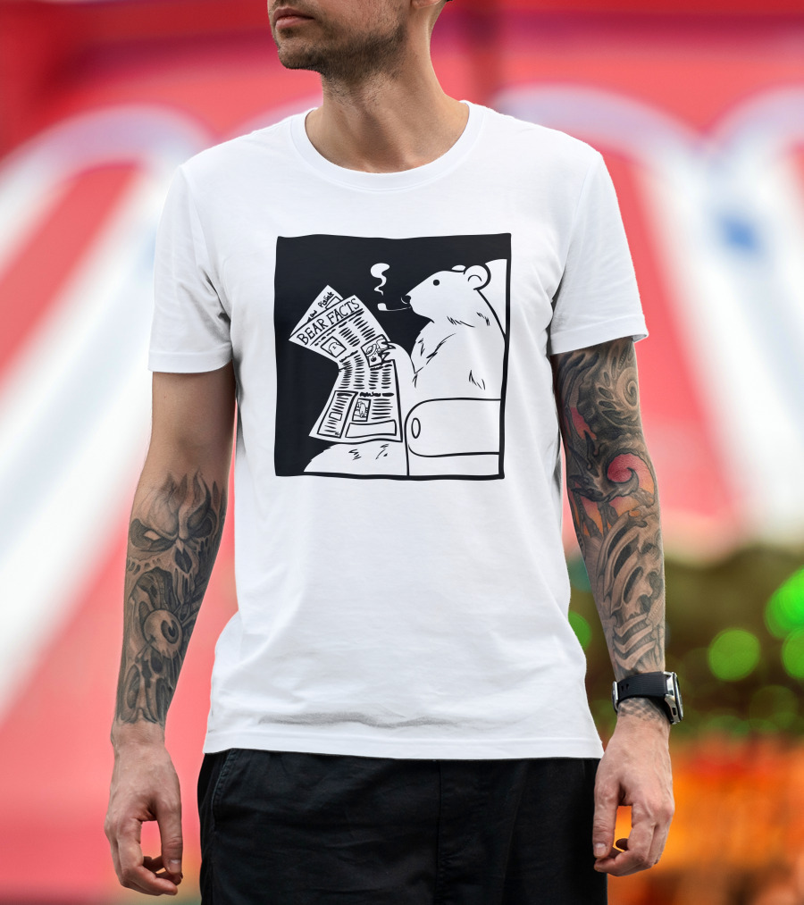 Bear Facts Newspaper Smoky Lounge Scene T-Shirt