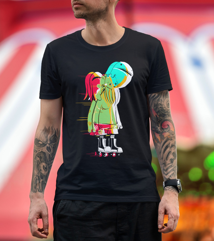 Too Rad For Registration Roller Skating Abstract Character with Helmet and Vibrant Colors T-Shirt