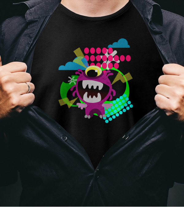 Yokai Baka Monster With Colorful Geometric Shapes T-Shirt