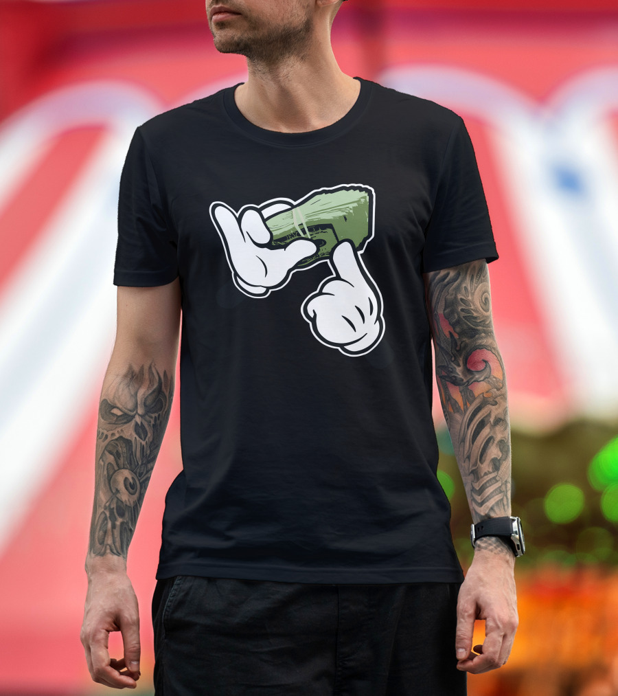 Get Money Cartoon Hands with Stack of Cash T-Shirt