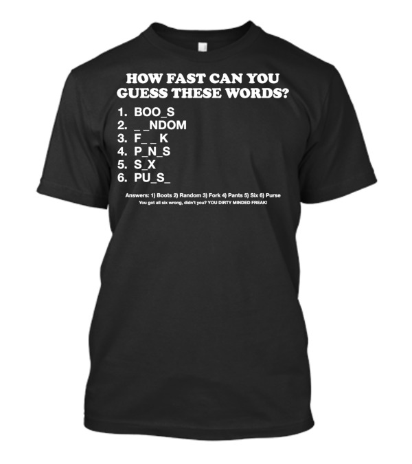 How Fast Can You Guess These Words Funny Word Puzzle With Solutions T-Shirt