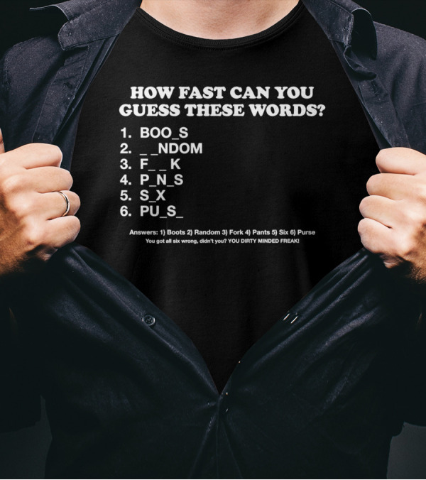 How Fast Can You Guess These Words Funny Word Puzzle With Solutions T-Shirt