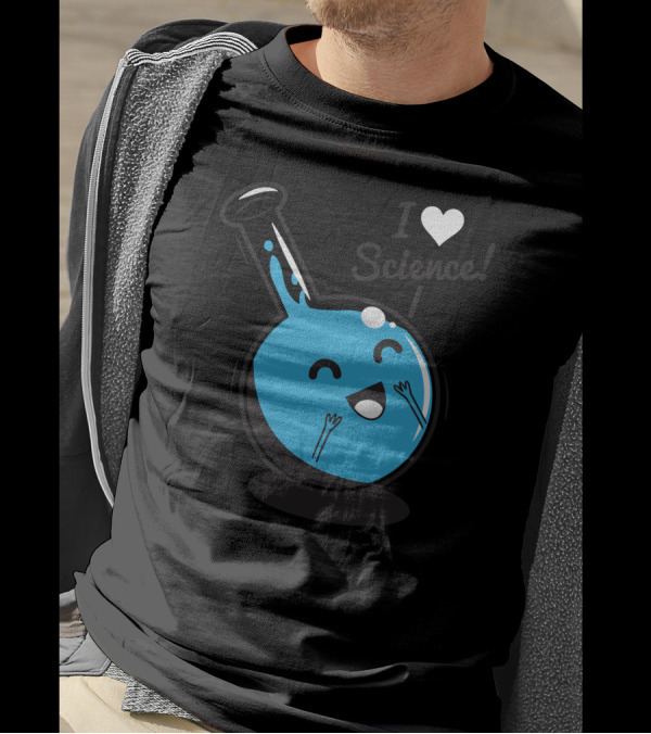 Heart I Heart Science Blue Happy Drop Chemistry T-Shirt