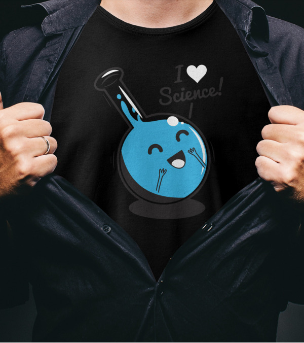 Heart I Heart Science Blue Happy Drop Chemistry T-Shirt
