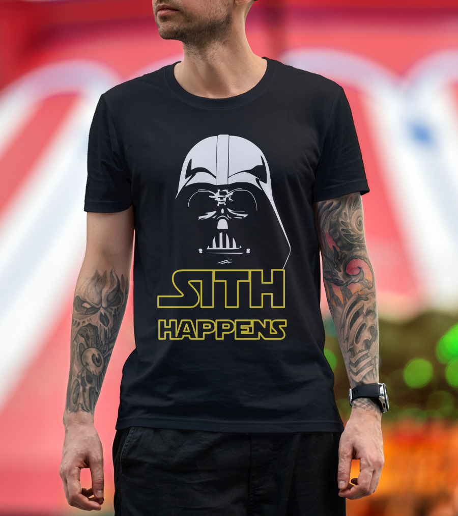 Star Wars Darth Vader Sith Happens Black Graphic Iconic Text Fandom T-Shirt