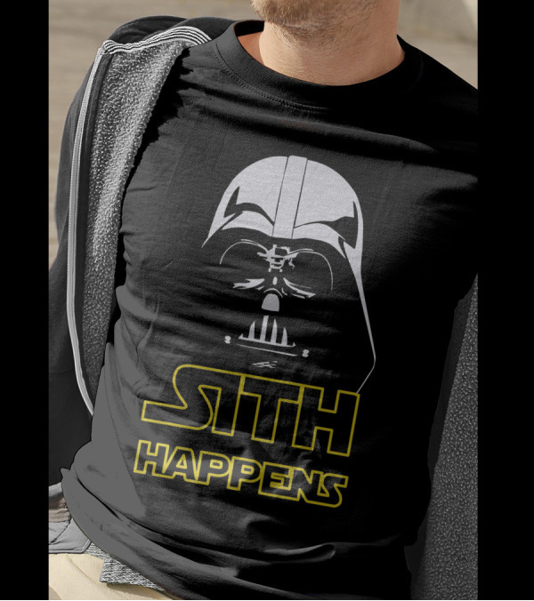 Star Wars Darth Vader Sith Happens Black Graphic Iconic Text Fandom T-Shirt