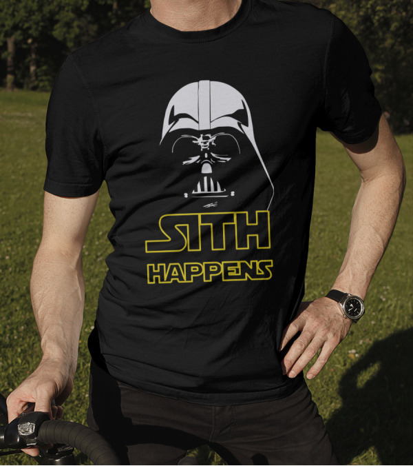 Star Wars Darth Vader Sith Happens Black Graphic Iconic Text Fandom T-Shirt