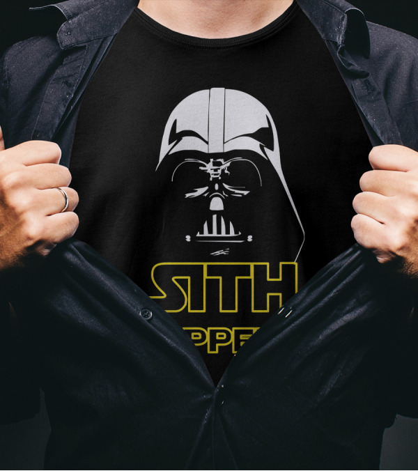 Star Wars Darth Vader Sith Happens Black Graphic Iconic Text Fandom T-Shirt