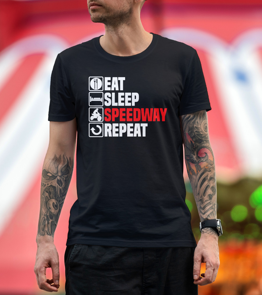 Eat Sleep Speedway Repeat Racing Lifestyle Icons T-Shirt