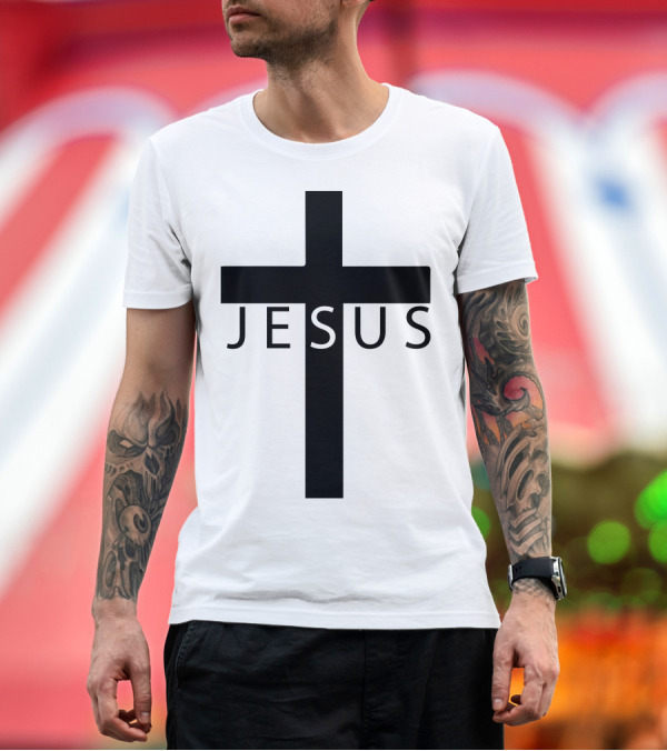 Premium T-Shirt: Jesus Cross Symbol with Textual Alignment T-Shirt Jesus Cross Symbol with Textual Alignment T-Shirt
