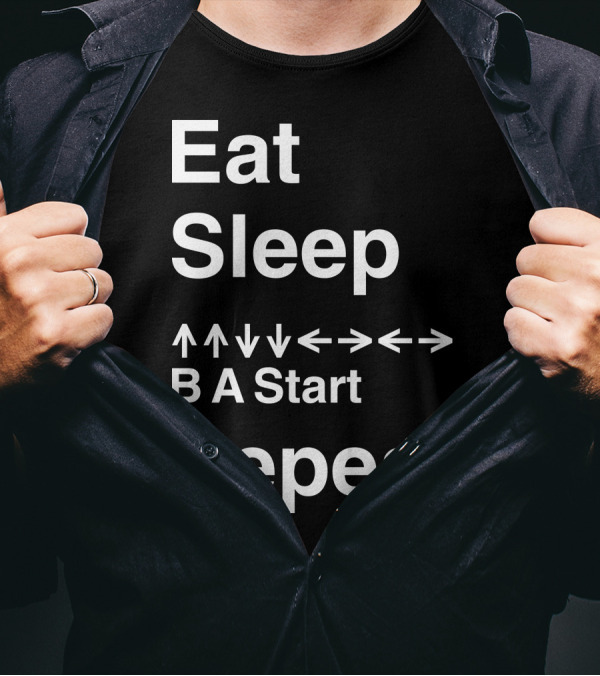 Eat Sleep Konami Code Repeat T-Shirt