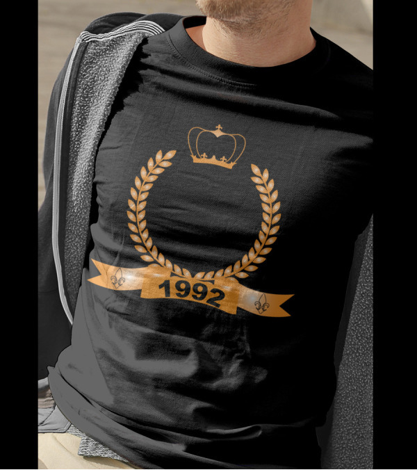 No Man Is Perfect Except Those Born In 1992 Crown Laurel Fleur-de-Lis T-Shirt