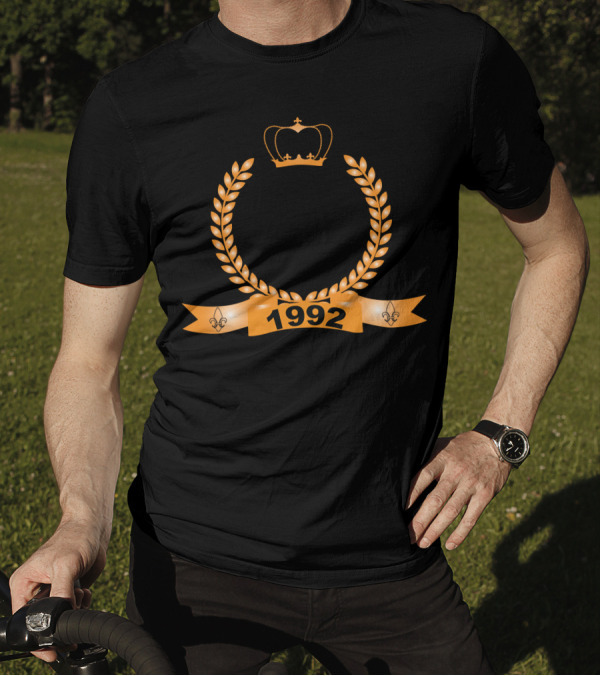 No Man Is Perfect Except Those Born In 1992 Crown Laurel Fleur-de-Lis T-Shirt