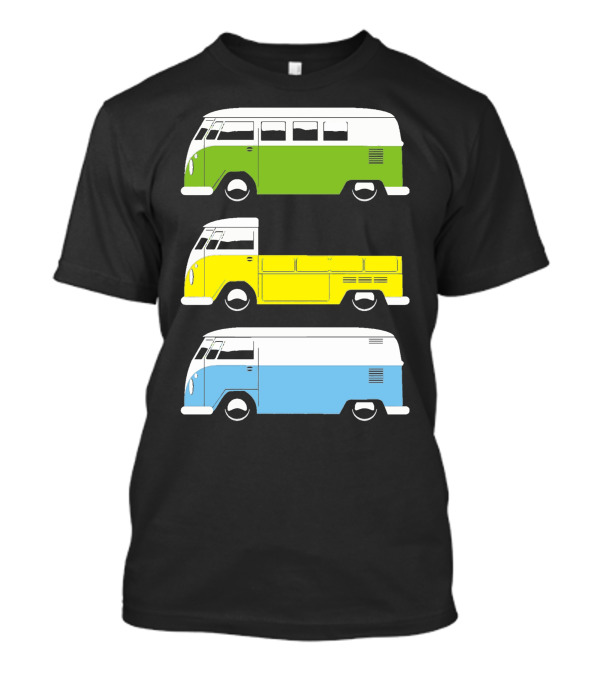 VW Camper Bus Pick Up Van Green Yellow Blue T-Shirt