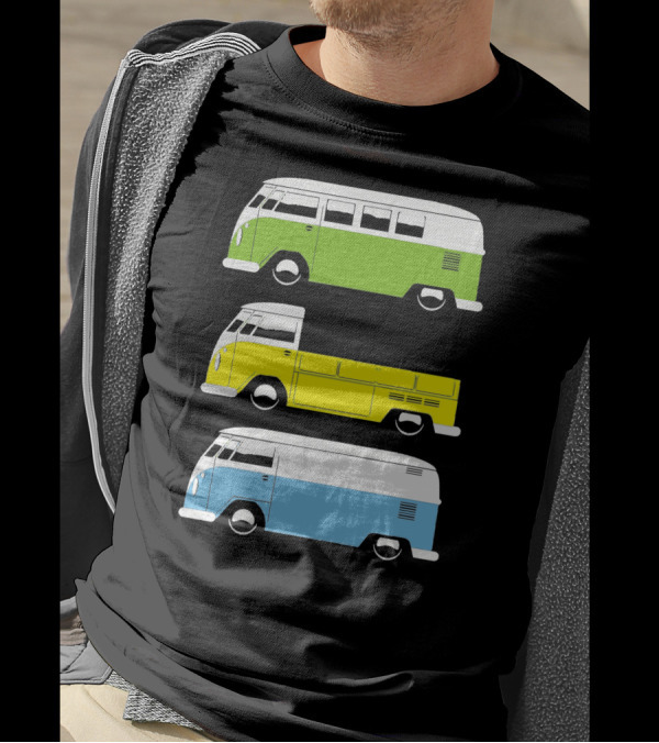 VW Camper Bus Pick Up Van Green Yellow Blue T-Shirt