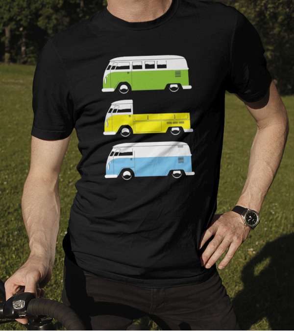 VW Camper Bus Pick Up Van Green Yellow Blue T-Shirt