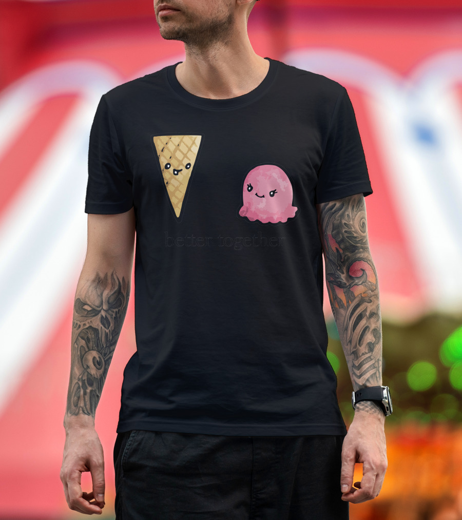 Better Together Ice Cream Cone and Scoop Cute Friends T-Shirt