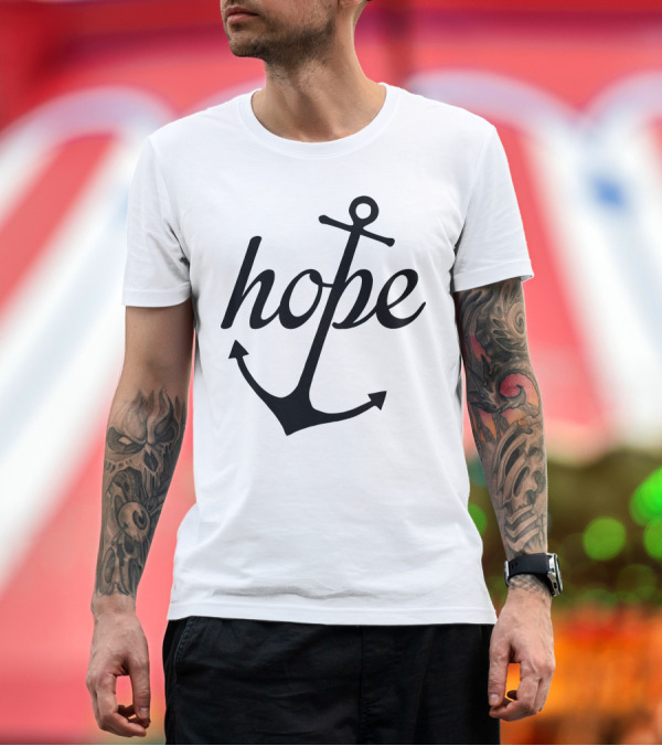 Premium T-Shirt: Hope Anchor Christian Symbol Text T-Shirt Hope Anchor Christian Symbol Text T-Shirt