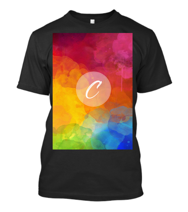 C Initials Rainbow Watercolor Background T-Shirt