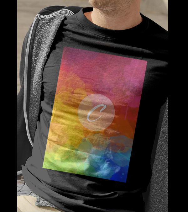 C Initials Rainbow Watercolor Background T-Shirt