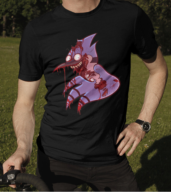 Mordecai From Regular Show Zombie Transformation Walking Dead Crossover T-Shirt