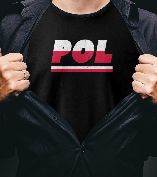 POL Poland Polish ISO Code 3166 Red White Design With Stripes T-Shirt