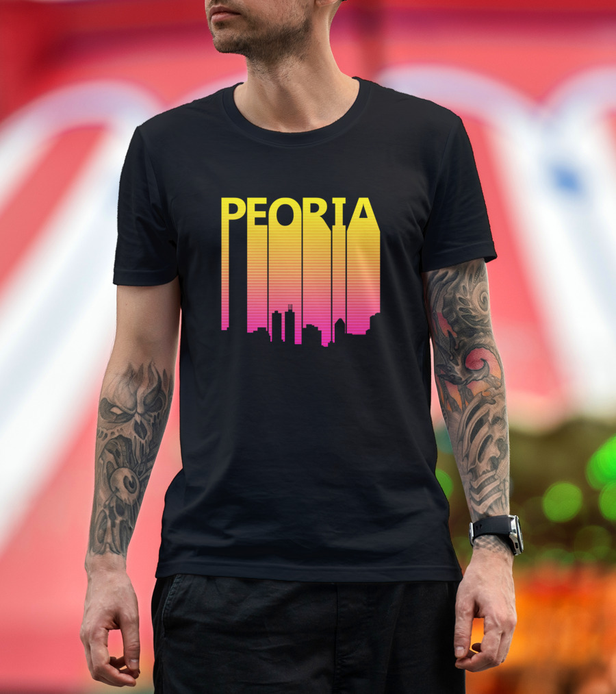 Peoria 1980s Retro Skyline T-Shirt