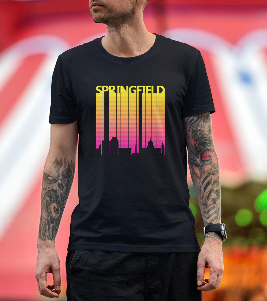 Springfield Retro 1980s Skyline Vertical Gradient T-Shirt