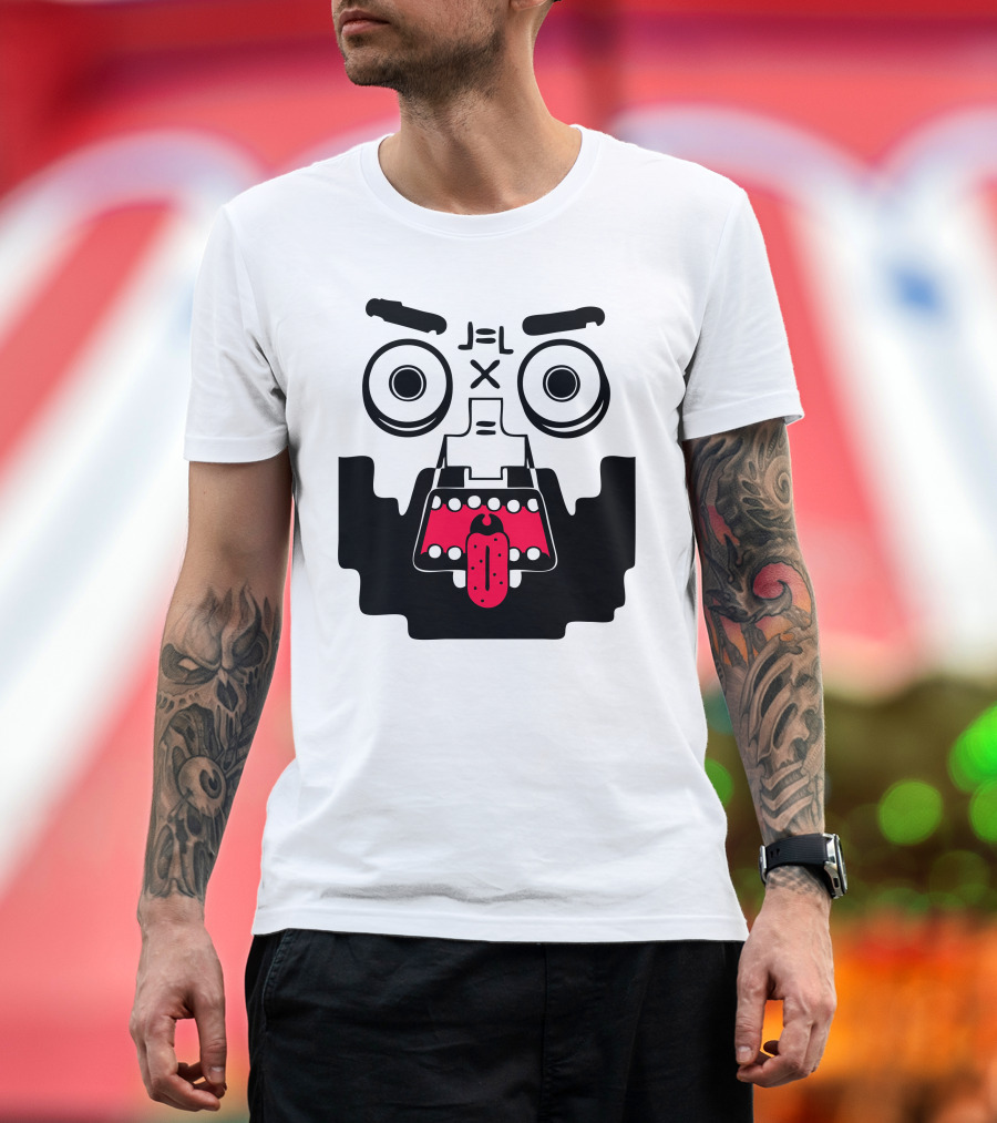 Jel x Jel Best Of Luck Monster Face with Red Tongue and Big Eyes T-Shirt