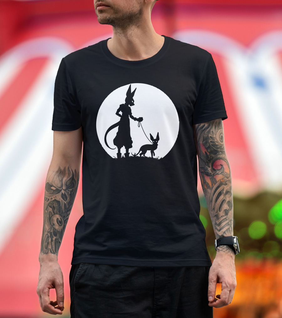 Bill and Cat Silhouette Under Full Moon T-Shirt