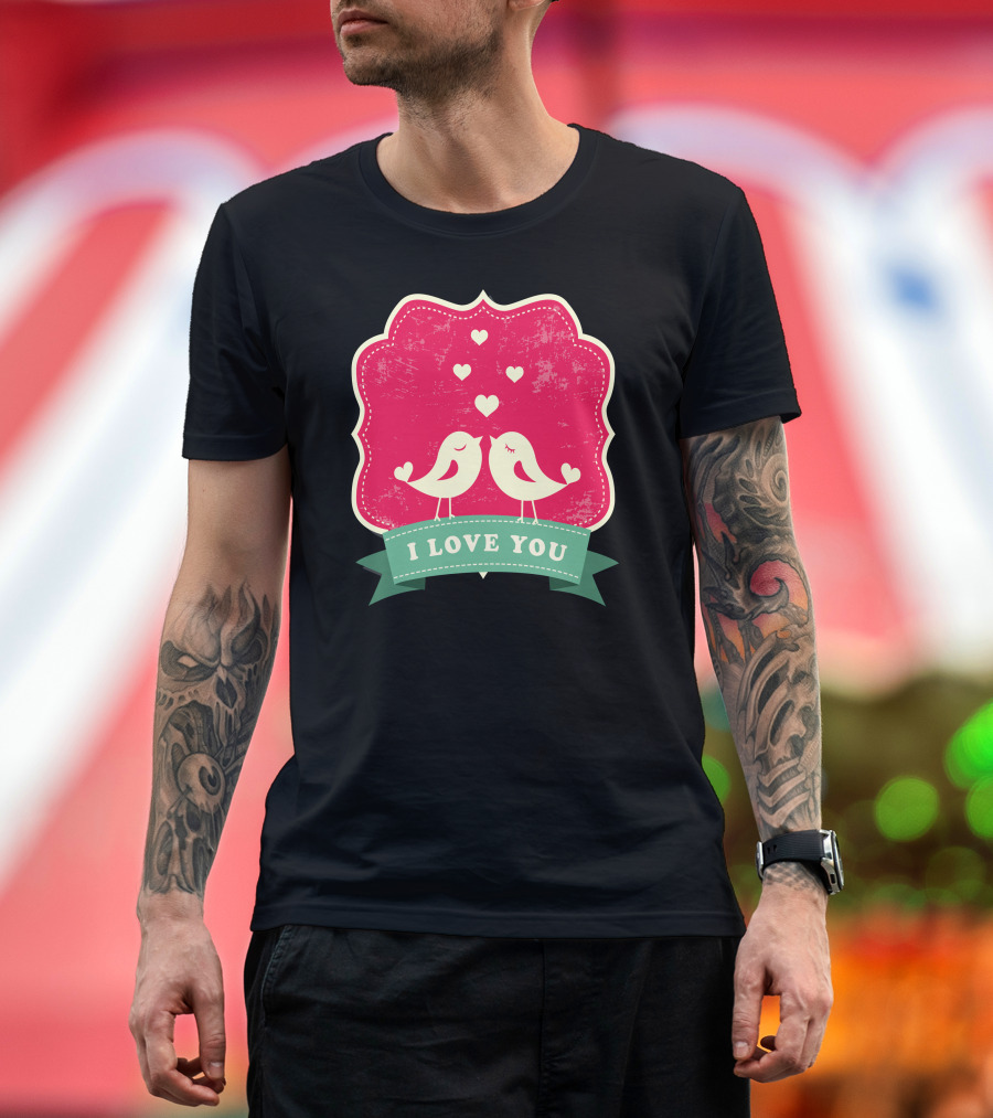 Bird of Valentine I Love You Hearts Romance T-Shirt