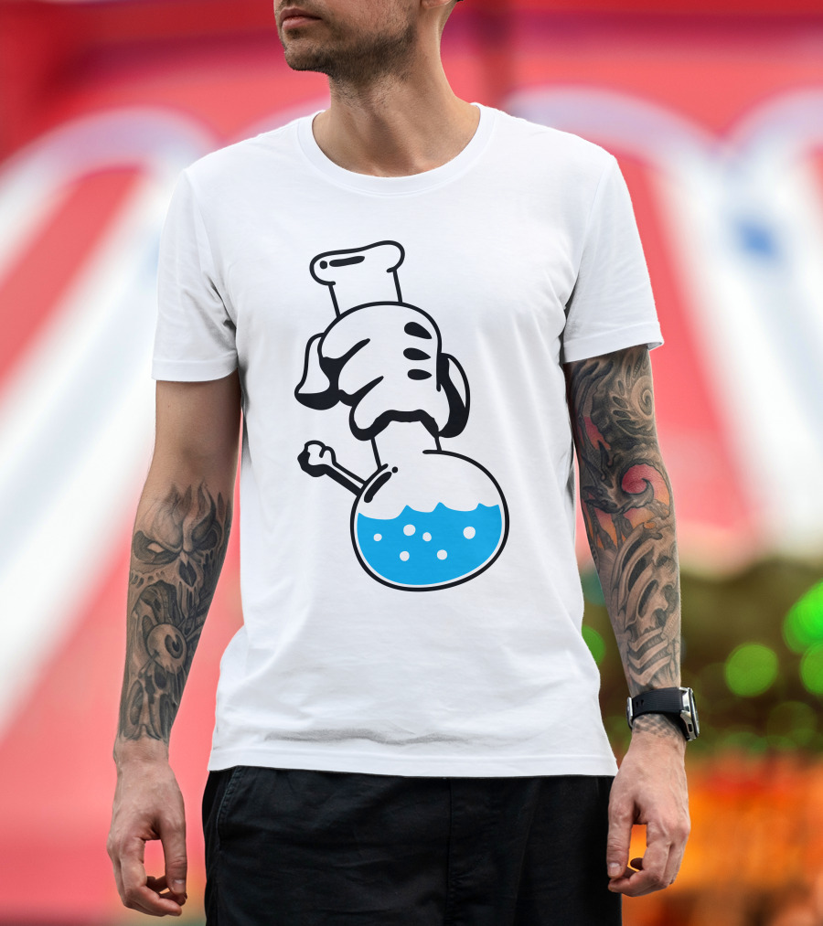 Bong Hands Cartoon Gloved Grip with Blue Bubble Water T-Shirt