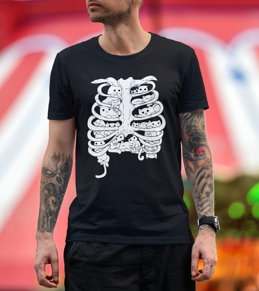 Cats Inside Ribcage Bones T-Shirt