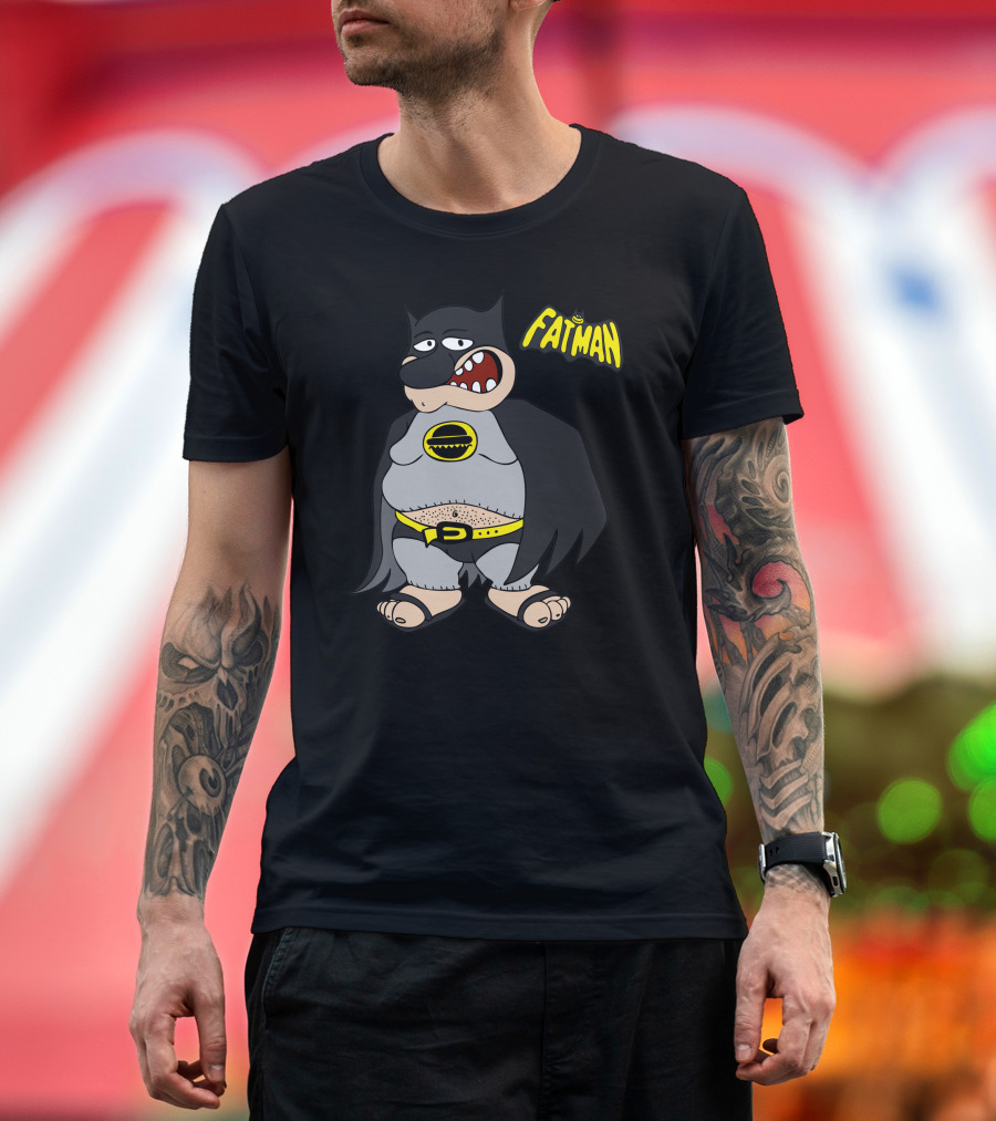 Fatman Begin Parody Character in Superhero Costume T-Shirt