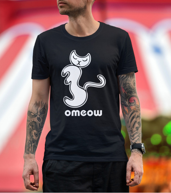Premium T-Shirt: Om Cat Omeow Yoga Meditation T-Shirt Om Cat Omeow Yoga Meditation T-Shirt