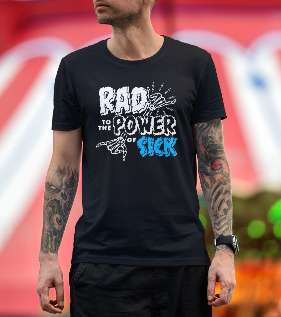 RAD TO THE POWER OF SICK Skeleton Hand Gesture T-Shirt