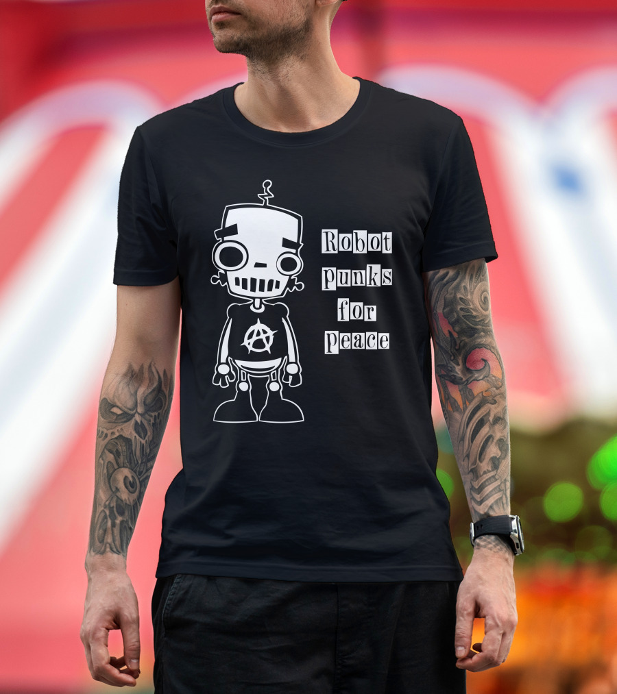 Robot Punks for Peace Anarchy Symbol Robot T-Shirt
