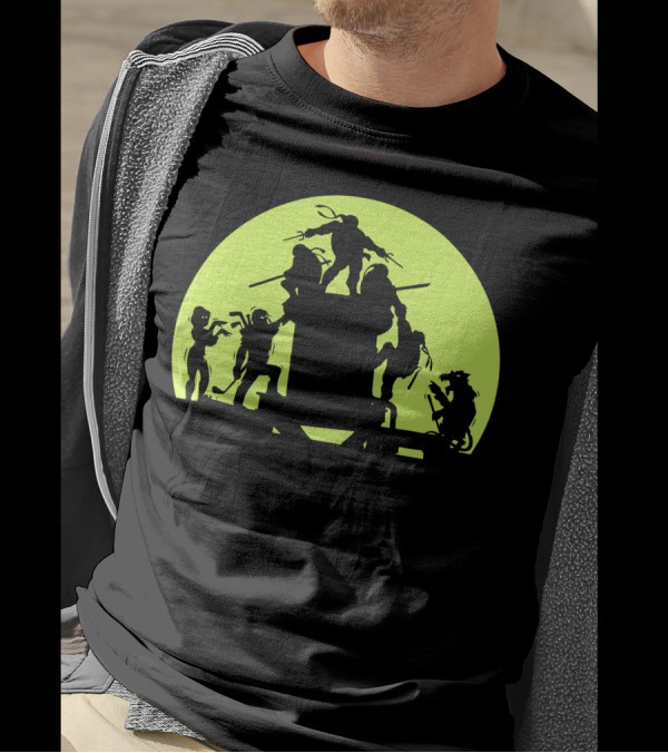 Run For It Mikey Ninja Shadows Moon Tower T-Shirt
