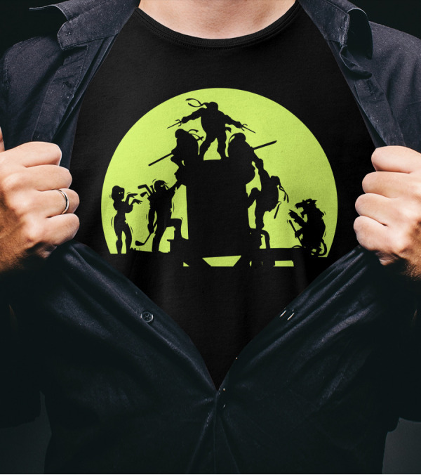Run For It Mikey Ninja Shadows Moon Tower T-Shirt