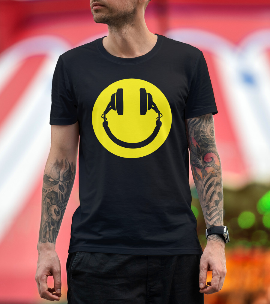 Smiley Headphones Happy Face Music T-Shirt