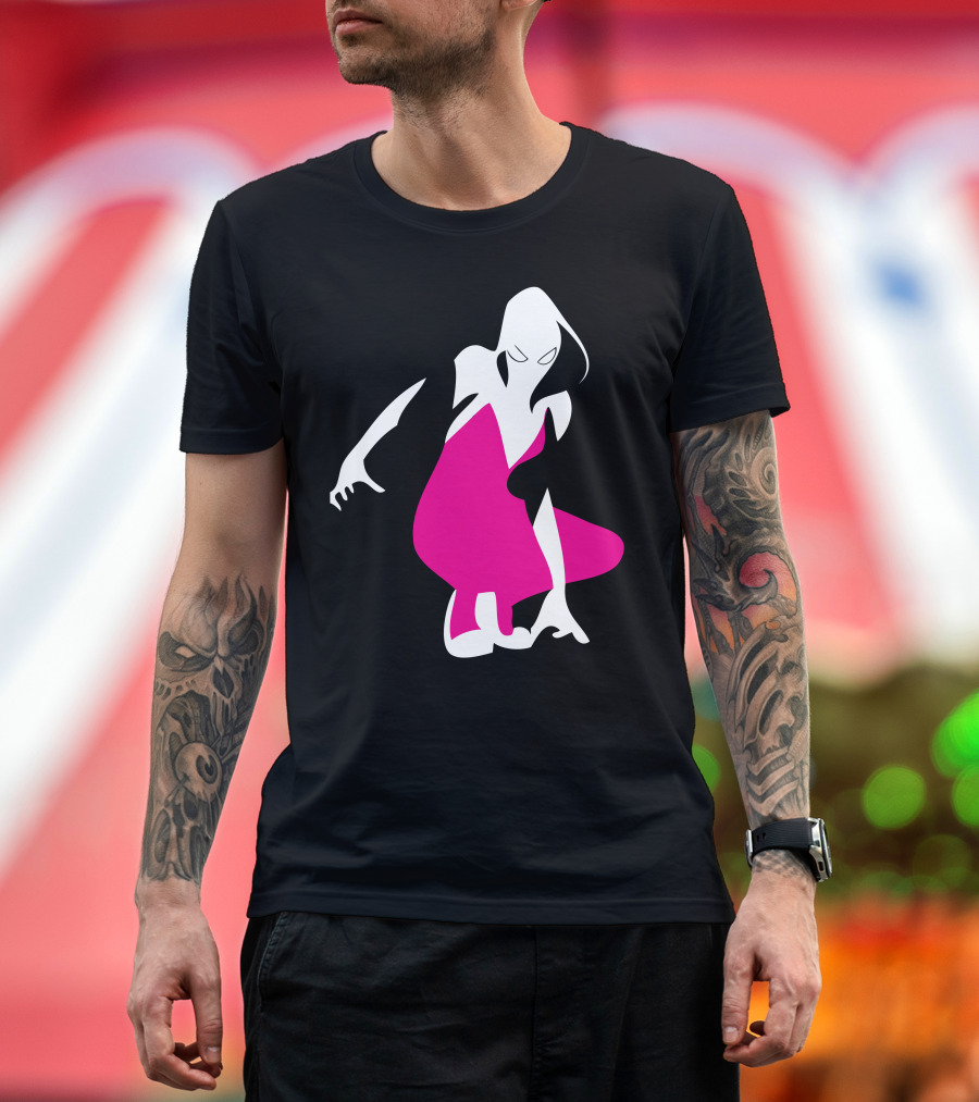 Spider Gwen Pink Crouching Silhouette Marvel Comics T-Shirt