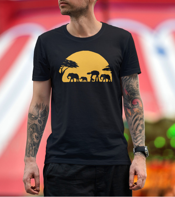 Premium T-Shirt: Unforgettable Walk Safari Star Wars AT-AT Silhouette Sunset T-Shirt Unforgettable Walk Safari Star Wars AT-AT Silhouette Sunset T-Shirt